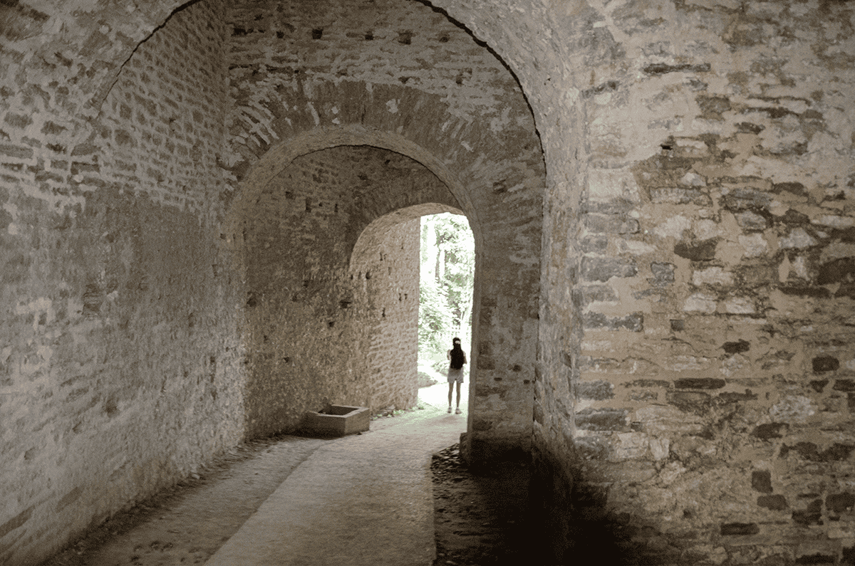 A girl in the halls of Gjirokaster Castle
